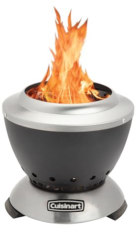 Cuisinart 19 cm Tisch‑Feuerstelle Cleanburn Rauchfrei für Garten, Camping & Strand | Ultramobil mit Tragetasche | Wenig Rauch, Dual‑Fuel (Holzscheite & Pellets) | Kohlenstoffstahl & Edelstahl | Leicht