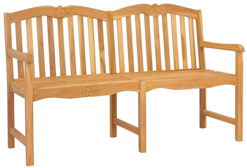 vidaXL Handgefertigte Rosenbank Natur 150 x 60,5 x 95 cm, Gartenmöbel, Teakbank für die Terrasse, Platz zum Chillen, robuste Holzmöbel, rustikales Design, Entspannung pur