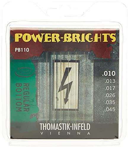 Thomastik Cuerdas para Guitarra Eléctrica Power Brights Series Regular Bottom juego PB110 Medium Light .010-.045w