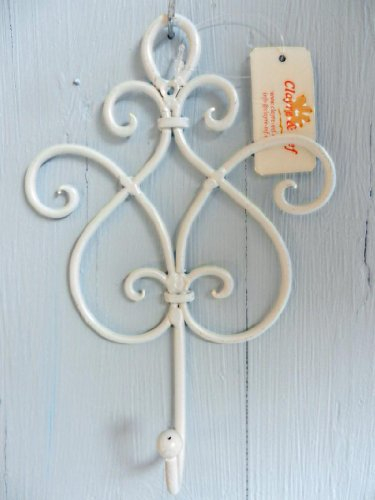 Haken Handtuchhalter Metall weiß- lackiert Landhaus- Stil