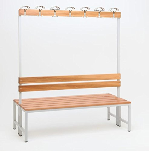 Szagato Garderobenbank beidseitig 150x60 Sitzbank Garderobe | Made in Germany Belastbarkeit: 300 kg mit Haken 2-seitig Sitzbänke HxBxT 170x150x60cm Umkleidebank Umkleide Teennis