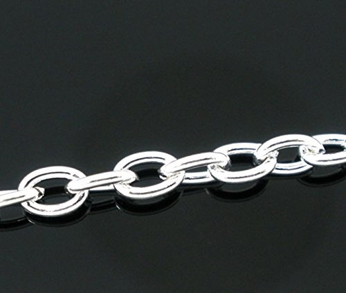 2 Metres Silver Plated Links Open 5mm x 3.5mm Cable Chain for Jewellery Crafts, Card Making, Decoration