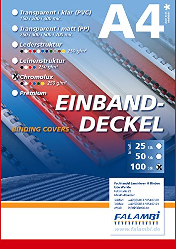 FALAMBI 100 Einbanddeckel Chromolux, Rückenkarton 250 gr/m², Rückendeckel für Bindungen (rot)