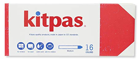 Kitpas Crayon Medium 16 Colours - Bright, Bold Crayons for Almost any Surface including Paper, Glass and Mirrors