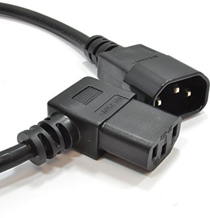 kenable 1m IEC C14 to C13 Right Angle (L-Shaped) Mains Power Extension Cable – 5A 250V | Ideal for PCs, Monitors, Servers, PDU, UPS, and IT Equipment