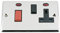 Cooker Control Unit 2 Neon Indicators - Polished Chrome Classic - Black Insert - 45A Switch with 13A Socket