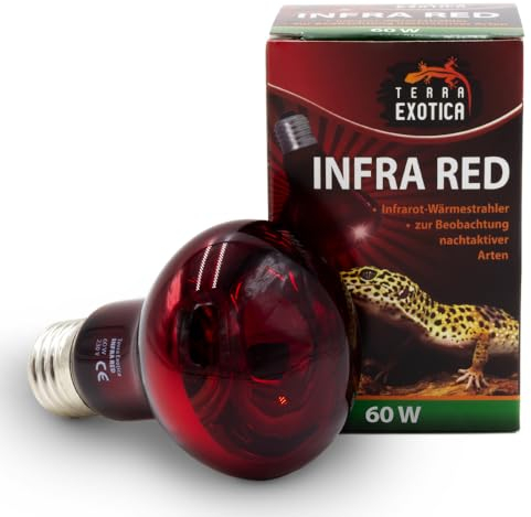 Infra Red 60 Watt Rotlichtlampe für Reptilien - Infrarot Terrarium Wärmelampe für Eidechsen, Schildkröten, Vogelspinnen, Küken, Kaninchen
