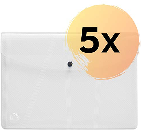 Oxford hawai Brieftaschen A4, aus Kunststoff, transparent, 5er Pack