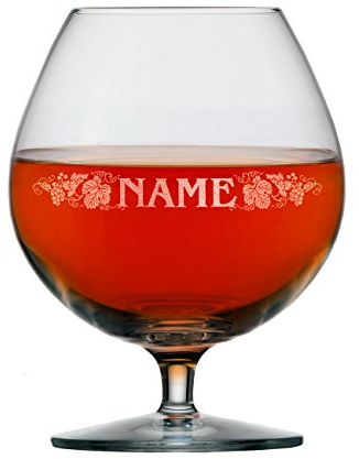 Stölzle Lausitz Cognac Glas 585 ml mit Gravur des Namens Weinrebenmotiv