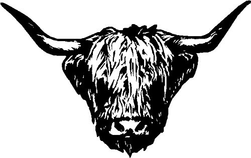 LightningSigns Highland Bulls Cow Head Vinyl car van camper truck wagon sticker,decal (Black, Small)