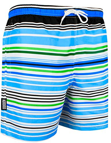 GUGGEN Mountain Badehose für Herren Schnelltrocknende Badeshorts 2347 mit Kordelzug Beachshorts Boardshorts Schwimmhose Männer gestreift Print Farbe Gestreift S