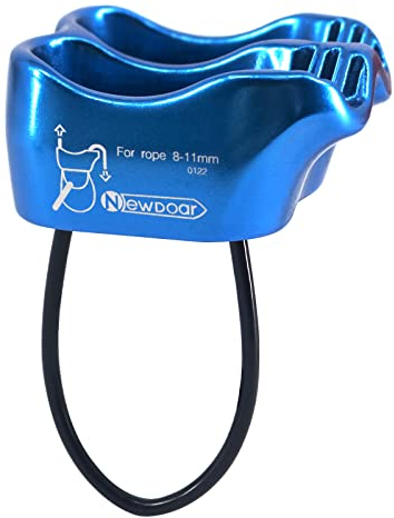 NewDoar Klettern Abseilen Sicherungsgerät Professionelle ATC Abseilen Descender 25KN Sicherheitsausrüstung mit V-Nut(Blue)