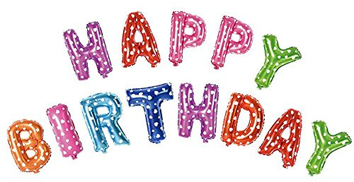 SHATCHI 14 Inch Kids Adults Happy Birthday Reusable Foil Multicoloured Letter Helium Air Filled Party Celebration Supplies Balloons Decorations