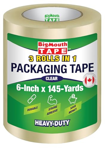 BigMouth Tape - 3 Rollen in 1 - Durchsichtiges Hochleistungs-Verpackungsband - 150mm x 150m