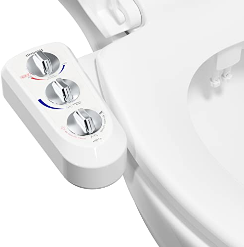 Hibbent WC Bidet, Water Bidet Dusch-WC (ohne Strom),Intimreinigung mit Selbstreinigende Düsen Wasserstrahl regulierbar Po Dusche und Lady-Dusche