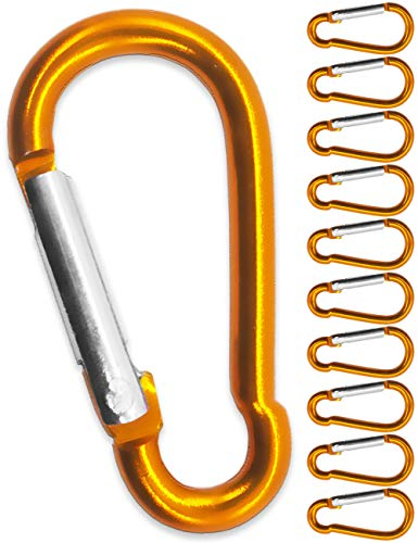 OUTDOOR SAXX 10 Stück Aluminium-Karabiner, S-Karabiner, 4,0 cm, Orange