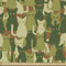 ABAKUHAUS Katze Gewebe als Meterware, Kätzchen Silhouetten Dschungel, Schön Gewebten Stoff für Polster und Wohnaccessoires, 1M (148x100cm), Dunkelgrün Creme Grün