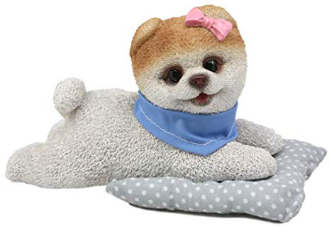 Ebros Boo The World's Cutest Pomeranian Dog Statue Pet Pal Dogs Collectible Rasse Pomeranians Memorial Collectible Resin Decor Figur mit Glasaugen Pillow Talk Boo Dog