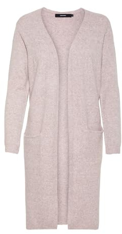Vero Moda Women's Vmdoffy Ls Long Open Cardigan Noos, Pink (Wood Rose Detail: Melange), XL