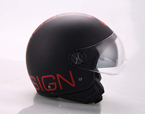 AL Helmets - CASCO DEMI-JET AL HELMETS MOD. 101/BIS NERO E ROSSO MISURA XL - DOPPIA VISIERA