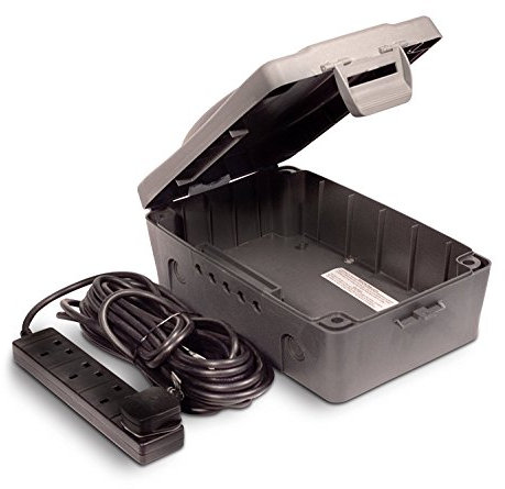 Hilltop Grey Weatherproof Enclosure Box with 4-Gang 10m Extension Lead (1 pc), Water Resistant, PVC/PP Material