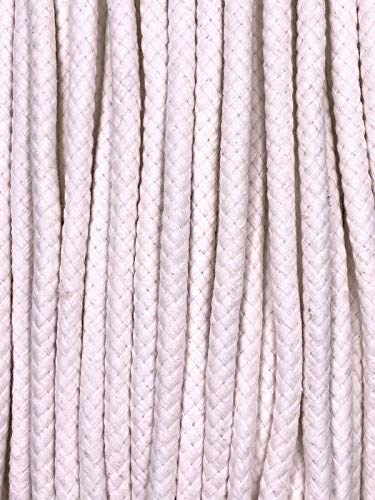 Kordel Baumwolle 8mm rund Schnur Turnbeutel Seil 17 Farben (Weiß, 3m)