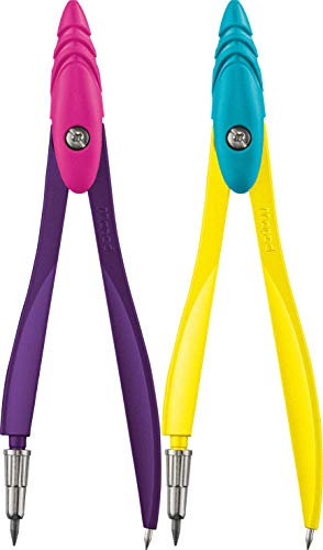 Maped 194102 - Zirkel-Kasten mit Universalaufnahme für Stifte STUDY POP - gelb/türkis, lila/pink