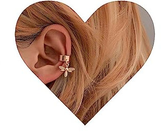Yheakne Biene Ohrstulpen Ohrringe Strass Fake Helix Knorpel Ohrringe Gold CZ Huggie Creolen Keine Piercing Ohrstulpen Ohrring für Frauen und Mädchen