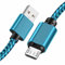 YSJJZRL Câble micro USB (2 m) en nylon tressé durable, compatible avec les appareils micro USB A vers USB - Bleu