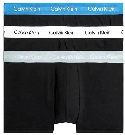 Calvin Klein Herren 3er Pack Boxershorts Low Rise Trunks Unterwäsche, Schwarz (B-Grey Heather, Wht, Palace Blue Wb), M