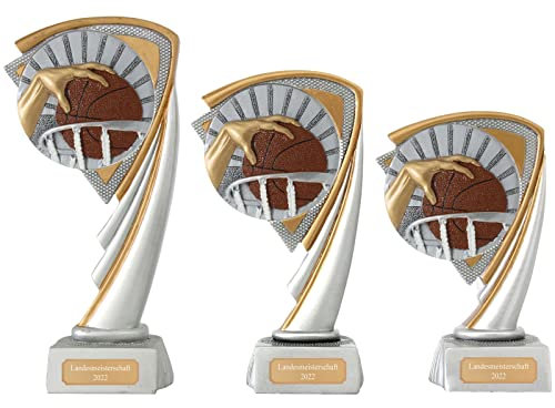 Druckspezialist Basketball Pokal Pokalset CROZON Trophäe mit Gravur (L - 19 cm)
