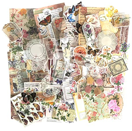 Vintage Scrapbooking Stickers Pack 260pcs Vintage Stickers Retro - Flower and Butterfly