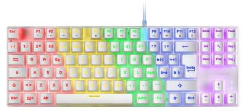 Mars Gaming MK80 Bianco, Tastiera Gaming Meccanica TKL FRGB, Antighosting, Switch Meccanico Blu, Lingua Italiano