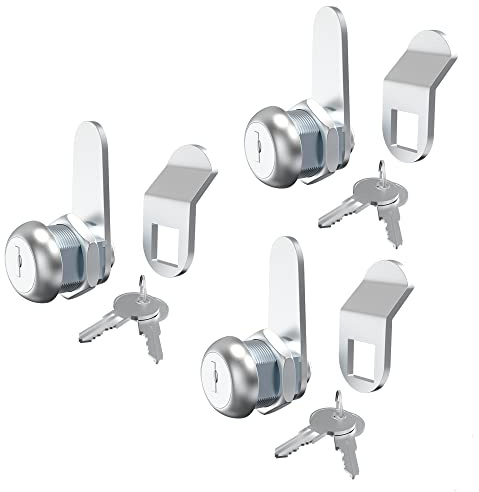Hecfu 3 Pack Cabinet Lock Mailbox Locks, 5/8 Cam Lock Keyed Alike, Secure Drawer RV Storage Locks Truck Tool Box Lock Replacement, Zinc Alloy