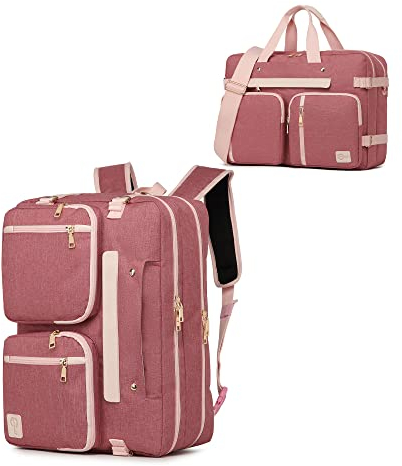 seyfocnia Convertible 3 in 1 Laptop Backpack,Messenger Backpack Satchel Bag Briefcase Backpack Computer Handbag Bag, A-pink-17.3, 17.3 inch, Daily