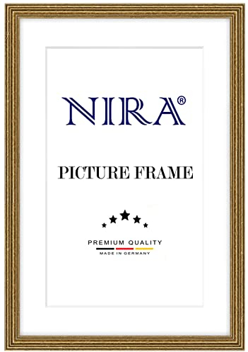 NiRa Massiv Holz Bilderrahmen Barock Antik 30 x 46 cm in Alt-Gold | Farbe und Größe wählbar | Rahmen für Poster | Puzzle | Foto collage HD089