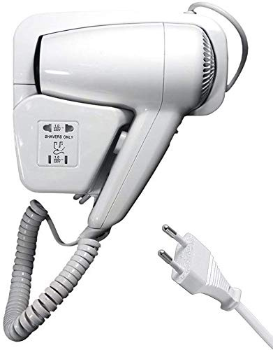 Antdau71 - Hairdryer for wall mounting for hotels, gyms, bathrooms, changing rooms, B&B with socket for shavers. Hair dryer from hotel. Hair dryer for hair in the hotel