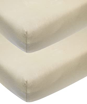 Pack de 2 sábanas bajeras Meyco Baby Uni para el colecho (Fabricada en algodón 100%, Ajuste Gracias a la Elasticidad Integral, Transpirable, Dimensiones: 50 / 90cm), Arena