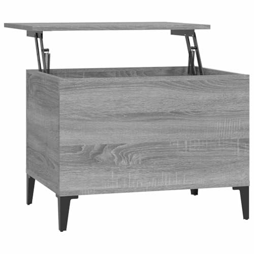 vidaXL Grey Sonoma Engineered Wood Coffee Table - Convertible Lift-Top Design, Hidden Storage Compartment, Robust Structure, Scandinavian Style for Living Room