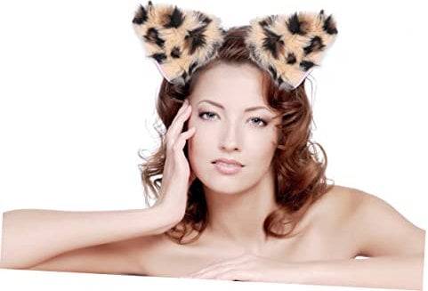 minkissy Leopard Print Ear Hair Hoops Lightweight Animal Ear Headband for Parties Costumes Festivals Non-fading Elastic Design for Women Party Supplies