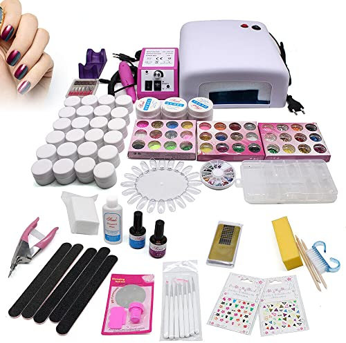 36W Nagelstudio Set Nagelstudio Set, tragbarer Nagelfräser Farbgel-Nagelkunst, UV Farbgel für Kunstnägel und Einsteiger