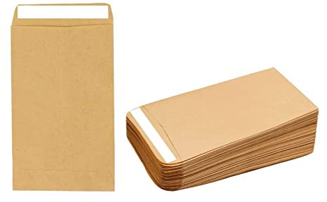 50pcs Small Brown Envelopes,Brown Little Kraft Paper Bags,Self-Adhesive Seed Envelope Paper,Self Seal Pocket Envelopes for Packing or Storing Small Item Seeds Cash Money Beads Coin(6x10cm)