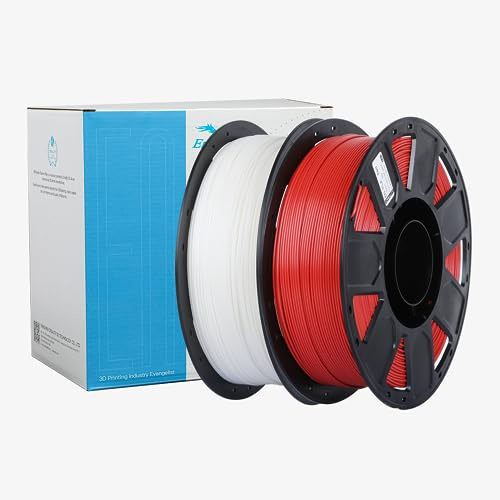 Creality Ender PLA Filament, 1,75mm PLA 3D Drucker Filament, Maßgenauigkeit +/- 0.03mm, passend für die meisten FDM Drucker (Weiß & Rot 2-Pack)