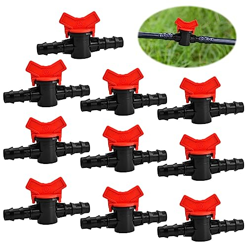 Anseom 10 Piezas Válvula de Interruptor de Riego de Goteo 16 * 16mm Válvula Interruptor Riego por Goteo Interruptor de Válvula de Tubería Jardín para El Riego de Jardines de Césped y Acuarios