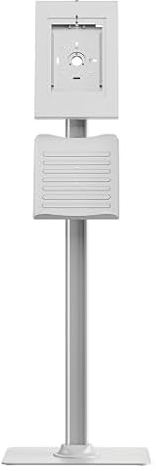 conecto Bodenhalterung für Tablet, mit abschließbarem Stahlgehäuse für Tab A 10.1 (2019)/ Tab A7/ S6 Lite 10.4/10.5/11, iPad 5/6/7/8/9/ IPad Air 9.7/ 10.5/10.9/ IPad Air 9.7/10.5/11, weiß