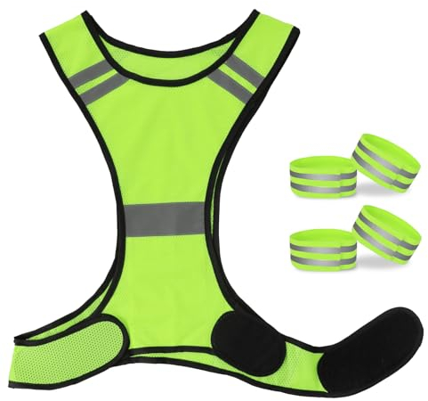 Donlala Reflektierende Weste Set - 4 Reflektionsbänder, Laufweste mit Reflektorstreifen, leichte und atmungsaktive Fahrradweste, reflektierende Weste für Nachtlauf und Jogging