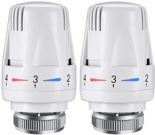 Litensh 2 cabezales termostáticos de radiador, TRV M30 x 1.5, cabezal de repuesto de válvula de radiador, válvula de radiador termostático, sistema de calefacción, cabezales de control de temperatura