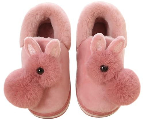 Asudaro Plüsch Häschen Pantoffeln, Kinder Mädchen Weiche Warme und bequeme Herbst und Winter Schuhe niedliche Pelz Slippers Klassische Kaninchen-Form Hausschuhe Leder rot