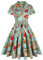 Robe Vintage à Carreaux Rouge Ceinturée Tunique Femmes Vêtements Élégants Manches Courtes Années 50 Hepburn Rétro Swing Rockabilly Robes en Coton-Vert-L