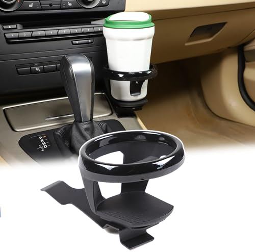 DIYUCAR Auto Becherhalter Kompatibel mit B-M-W 3er E90-E93 2005-2012, Schwarz, Kohlenstoffstahl, ABS-Kunststoff, EVA